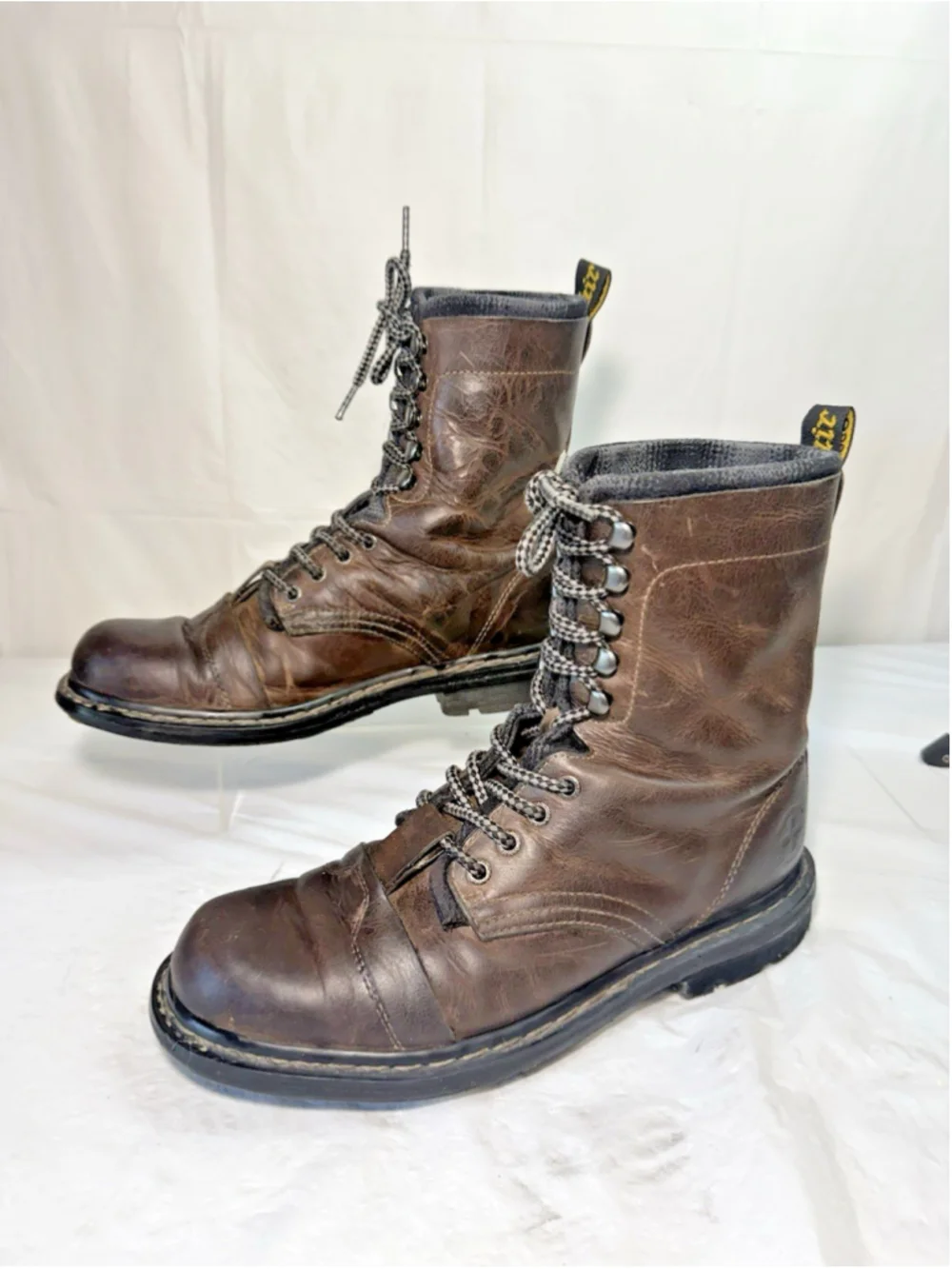 Doctor Martin Brown Leather Lace Up Crazy Bomb BOOT MENS SIZE 9.5 vintage